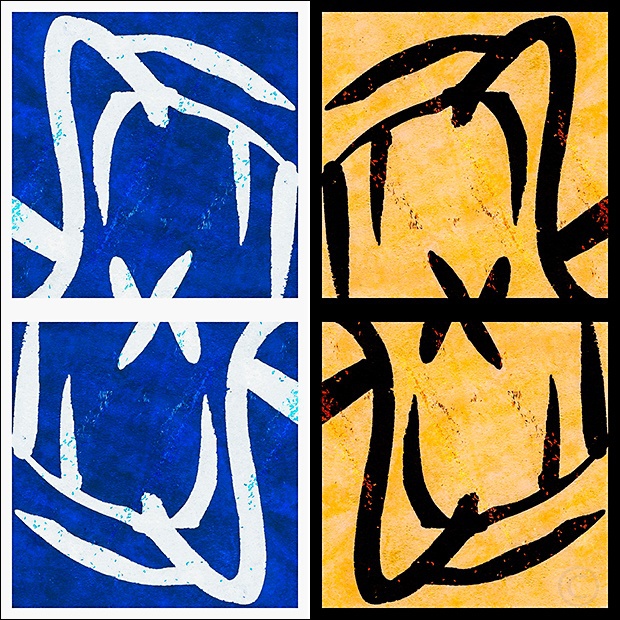 Diptych-Yellow and blue and butterfly wing dust - Pairs Plus