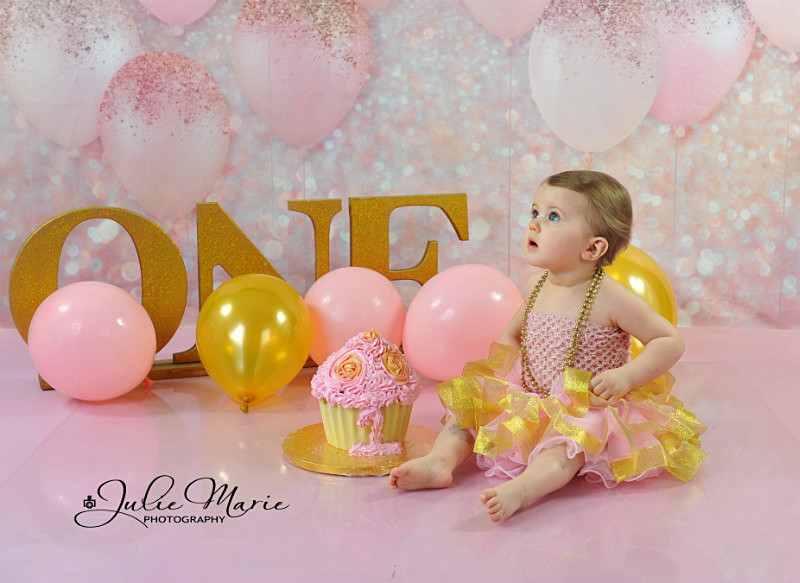 Pink and gold balloons - Cake Smash