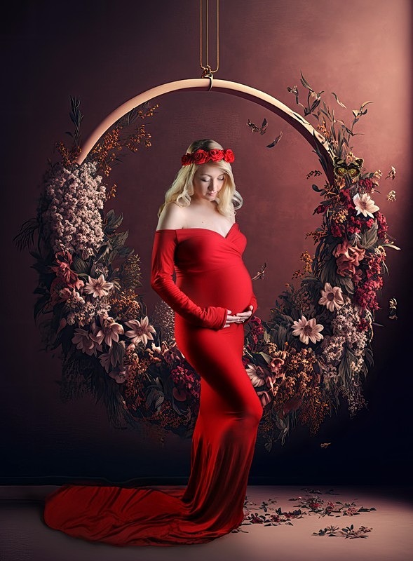 Hanging-Floral-Halo-Rings-Set-8 - Maternity Shoot