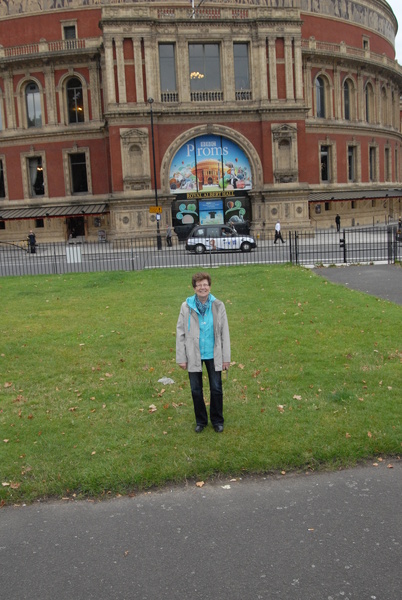 My wife in front of Royal Albert Hall - Royal London Tour