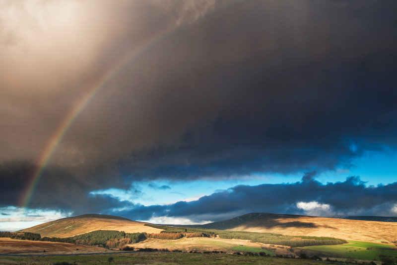 A rainbow in the Forest Of Fawr.