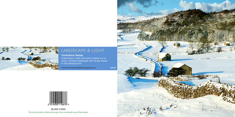 Ref 24 Grassington barns and walls snow scene - Yorkshire Greetings Cards