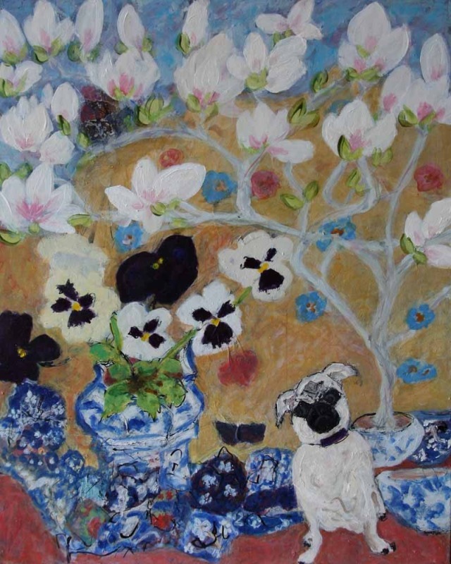 Pug, porcelain and pansies - Main