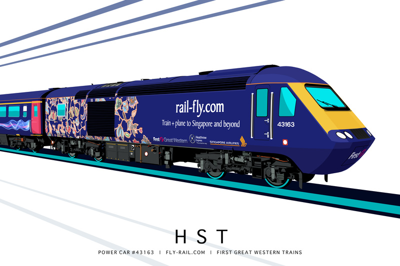 POWER CAR #43163 | SINGAPORE AIRLINES 'FLY-RAIL.COM' LIVERY - Class 43 / Class 255 Art Prints