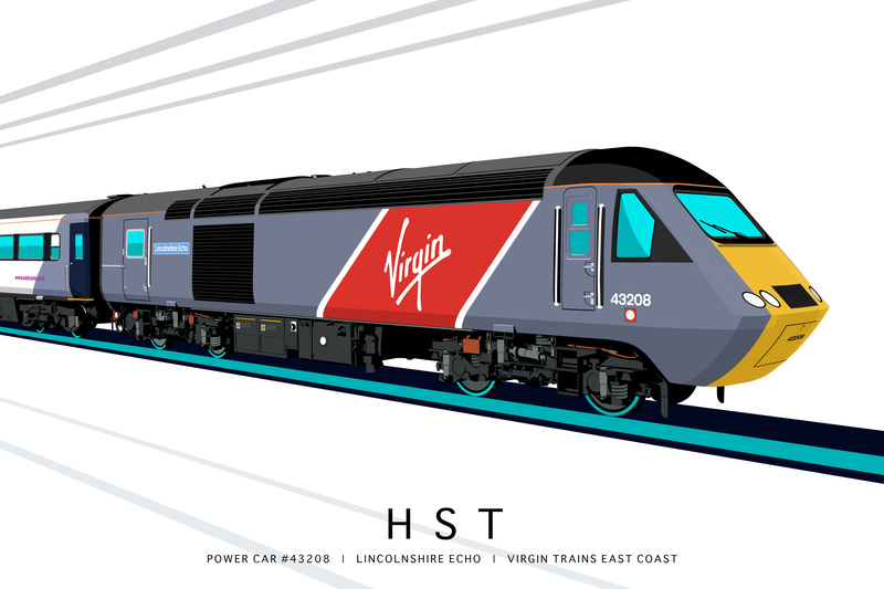 POWER CAR #43208 | LINCOLNSHIRE ECHO | VIRGIN TRAINS EAST COAST - Class 43 / Class 255 Art Prints