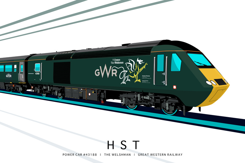 HST POWER CAR #43188 | THE WELSHMAN | GREAT WESTERN RAILWAY - Class 43 / Class 255 Art Prints