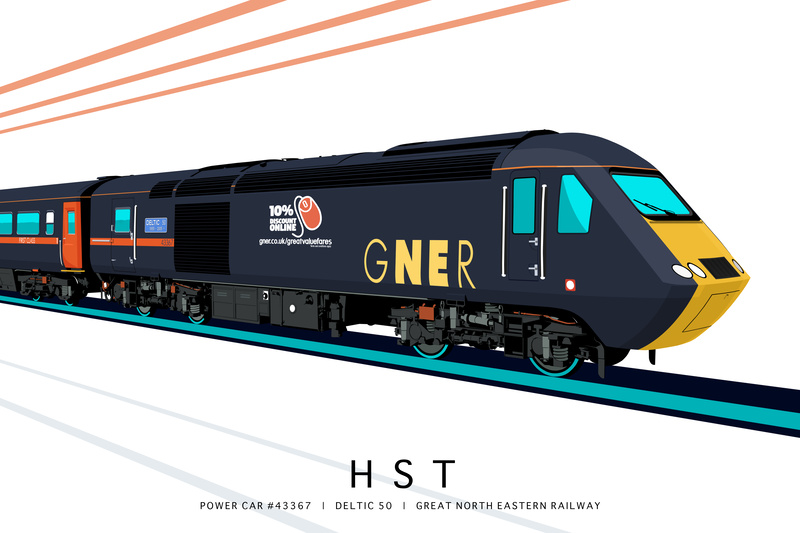 POWER CAR #43367 | DELTIC 50 | GREAT NORTH EASTERN RAILWAY - Class 43 / Class 255 Art Prints