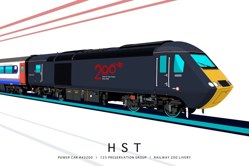 POWER CAR #43200 | 125 PRESERVATION GROUP | RAILWAY 200 LIVERY - Class 43 / Class 255 Art Prints