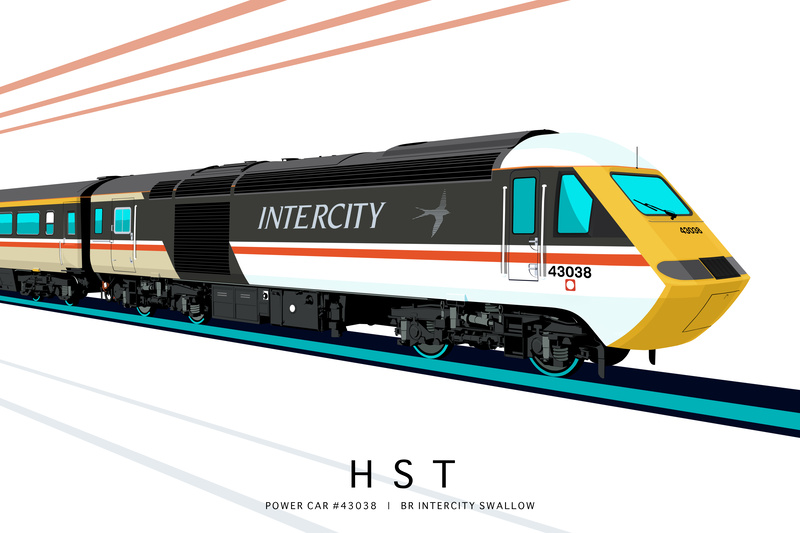 POWER CAR #43038 | BR INTERCITY SWALLOW - Class 43 / Class 255 Art Prints