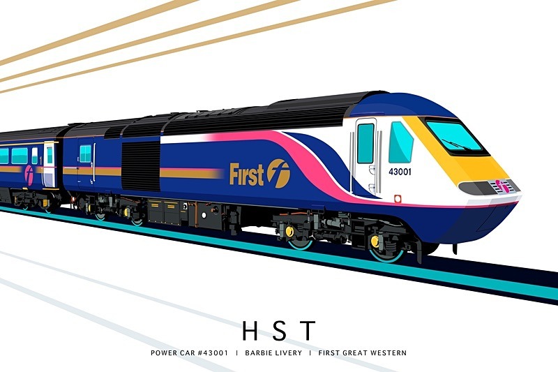 HST POWER CAR #43001 | BARBIE LIVERY | FIRST GREAT WESTERN - Class 43 HST Artwork Gallery