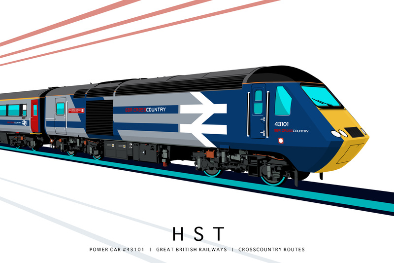 HST POWER CAR #43101 | GBR XC (ED:3) (LIMITED EDITION PRINT 1 of 25) - FICTIONAL HST LIVERIES