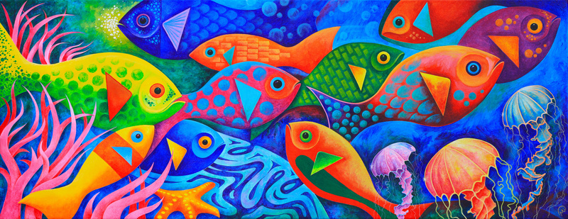 Funky Fish 3 (Original Artwork - acrylic on canvas) - Original Artwork
