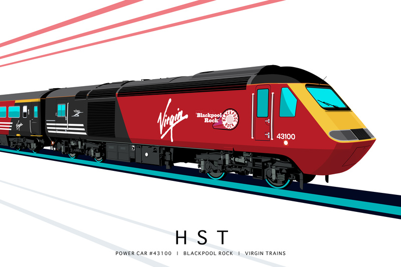 POWER CAR #43100 | BLACKPOOL ROCK | VIRGIN TRAINS - Class 43 / Class 255 Art Prints