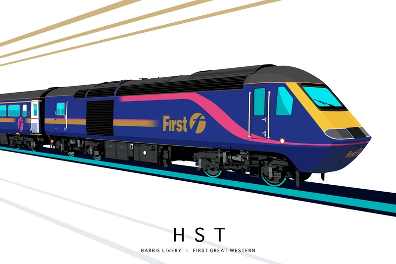 HST | BARBIE LIVERY | FIRST GREAT WESTERN (EDITION 4) - Class 43 / Class 255 Art Prints