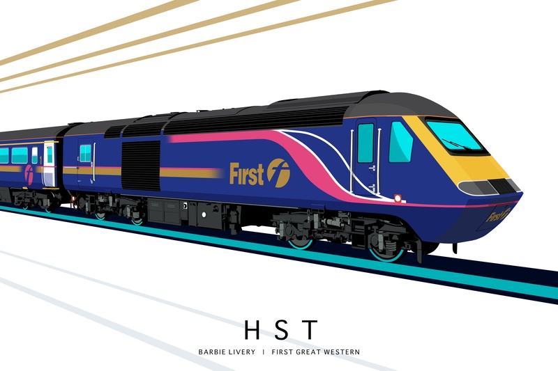 HST | BARBIE LIVERY | FIRST GREAT WESTERN (EDITION 3) - Class 43 / Class 255 Art Prints