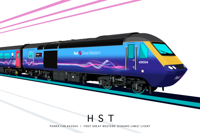 POWER CAR #43004 | FIRST GREAT WESTERN 'DYNAMIC LINES' LIVERY - Class 43 / Class 255 Art Prints