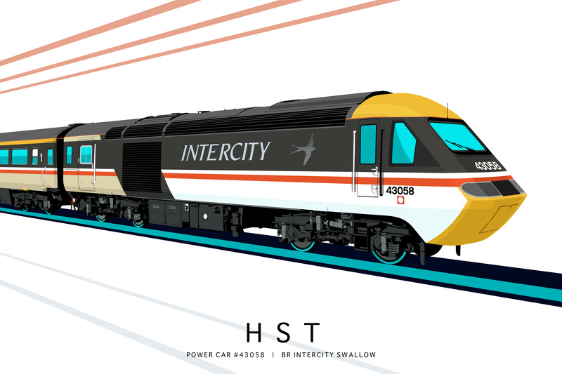 HST POWER CAR #43058 | BR INTERCITY SWALLOW - Class 43 / Class 255 Art Prints