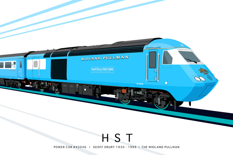POWER CAR #43046 | MIDLAND PULLMAN | GEOFF DRURY 1930 - 1999 - Class 43 / Class 255 Art Prints