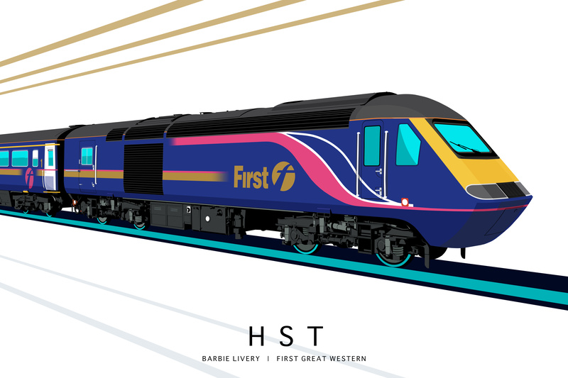 HST | BARBIE LIVERY | FIRST GREAT WESTERN (EDITION 3) - Class 43 / Class 255 Art Prints