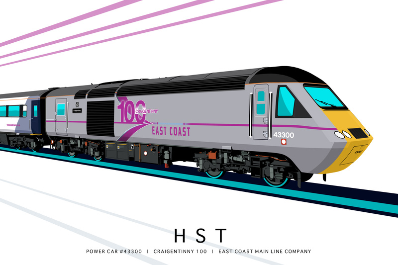 POWER CAR #43300 | CRAIGENTINNY | EAST COAST MAIN LINE COMPANY - Class 43 / Class 255 Art Prints
