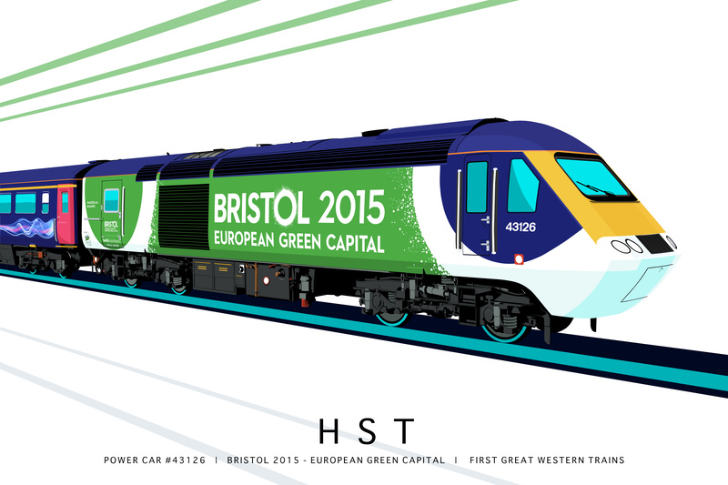 POWER CAR #43126 | BRISTOL 2015 - EUROPEAN GREEN CAPITAL | FGW TRAINS - Class 43 / Class 255 Art Prints