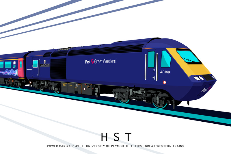 POWER CAR #43149 | UNIVERSITY OF PLYMOUTH | FGW TRAINS - Class 43 / Class 255 Art Prints