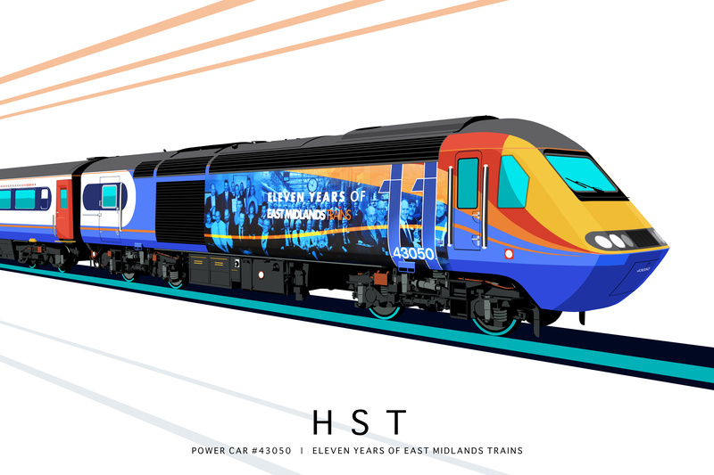 POWER CAR #43050 | ELEVEN YEARS OF EAST MIDLANDS TRAINS - Class 43 / Class 255 Art Prints