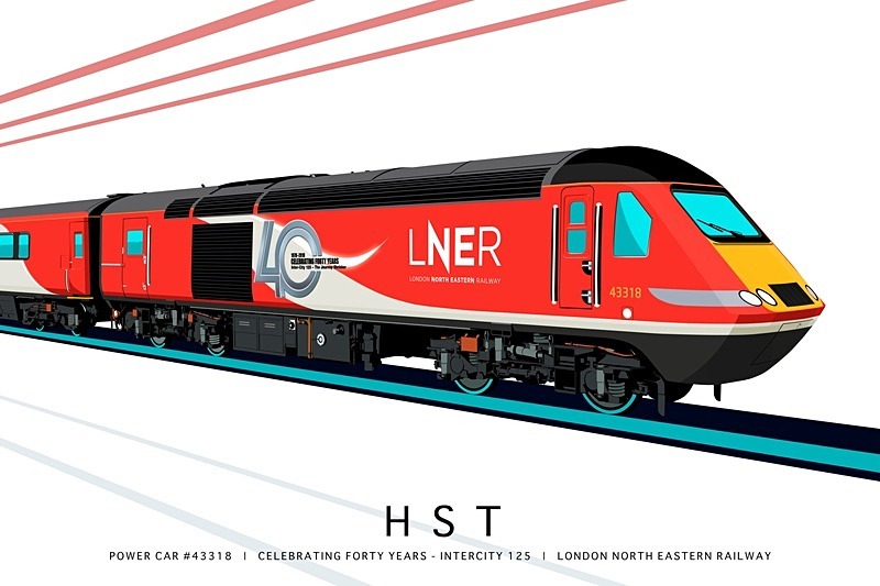 POWER CAR #43318 | CELEBRATING FORTY YEARS - INTERCITY 125 | LNER - Class 43 / Class 255 Art Prints