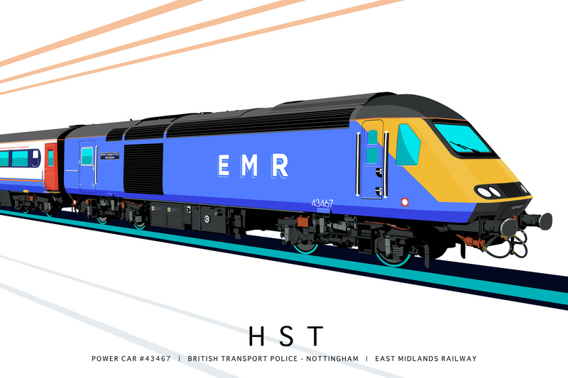 HST POWER CAR #43467 | BRITISH TRANSPORT POLICE - NOTTINGHAM | EMR - Class 43 / Class 255 Art Prints