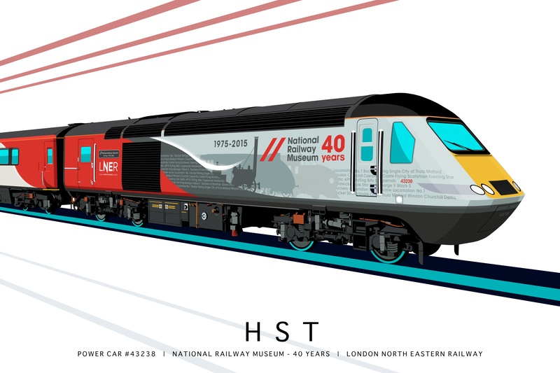 POWER CAR #43238 | NATIONAL RAILWAY MUSEUM - 40 YEARS | LNER - Class 43 / Class 255 Art Prints
