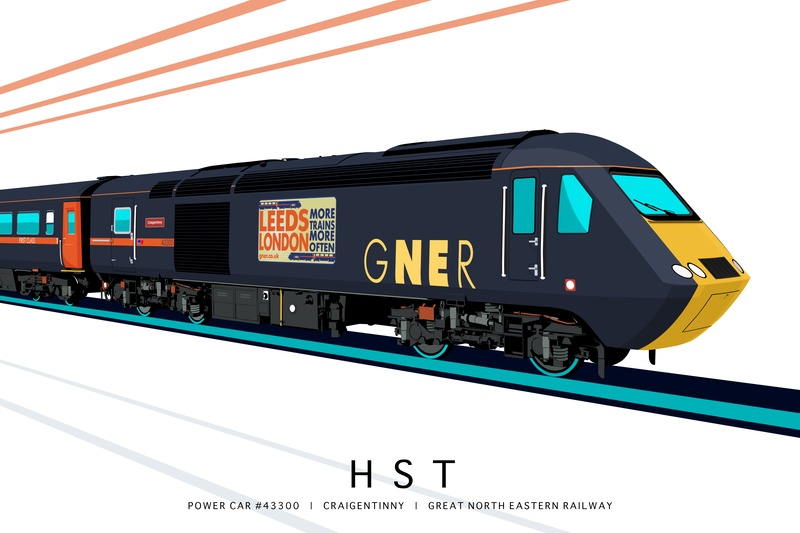 POWER CAR #43300 | CRAIGENTINNY | GREAT NORTH EASTERN RAILWAY - Class 43 / Class 255 Art Prints