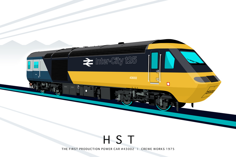 THE FIRST PRODUCTION HST POWER CAR #43002 | CREWE WORKS 1975 - Class 43 / Class 255 Art Prints