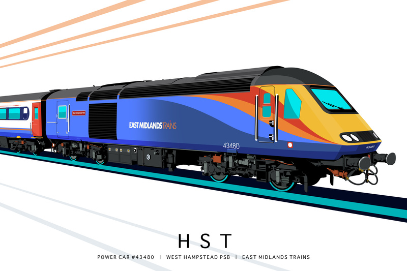 HST POWER CAR #43480  |  WEST HAMPSTEAD  |  EAST MIDLANDS TRAINS - Class 43 / Class 255 Art Prints