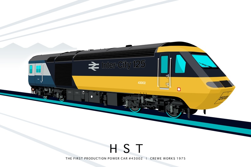 THE FIRST PRODUCTION HST POWER CAR #43002 | CREWE WORKS 1975 - Class 43 / Class 255 Art Prints