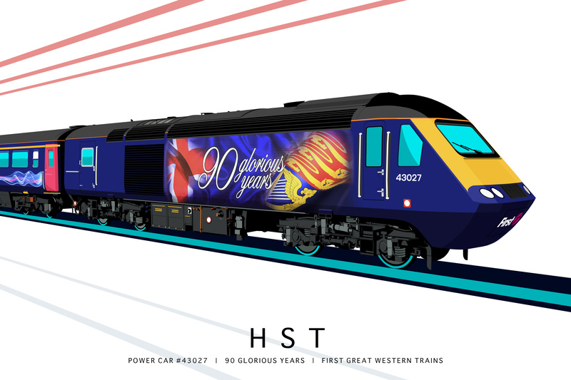 POWER CAR #43027 | 90 GLORIOUS YEARS | FIRST GREAT WESTERN TRAINS - Class 43 / Class 255 Art Prints