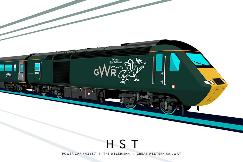 HST POWER CAR #43187 | THE WELSHMAN | GREAT WESTERN RAILWAY - Class 43 / Class 255 Art Prints