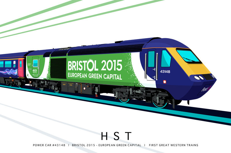 POWER CAR #43148 | BRISTOL 2015 - EUROPEAN GREEN CAPITAL | FGW TRAINS - Class 43 / Class 255 Art Prints
