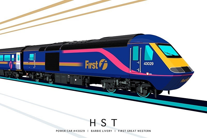 HST POWER CAR #43029 | BARBIE LIVERY | FIRST GREAT WESTERN - Class 43 HST Artwork Gallery