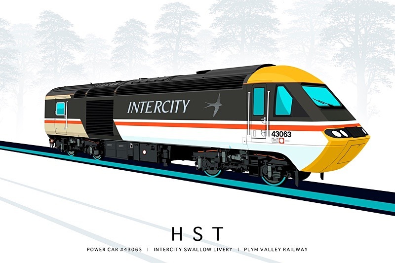 HST POWER CAR #43063 | PLYM VALLEY RAILWAY - Class 43 / Class 255 Art Prints