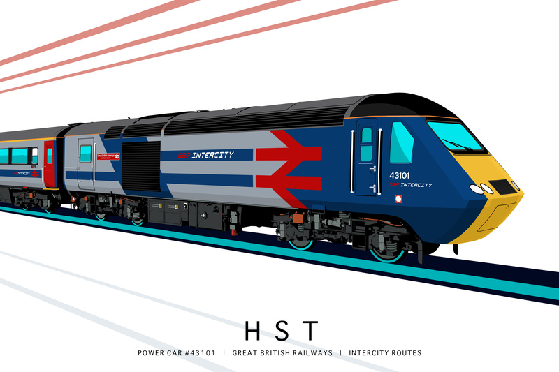 HST POWER CAR #43101 | GBR IC BLUE (LIMITED EDITION PRINT 1 of 25) - FICTIONAL HST LIVERIES