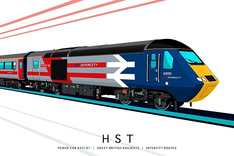 HST POWER CAR #43101 | GBR IC RED (LIMITED EDITION PRINT 1 of 25) - FICTIONAL HST LIVERIES