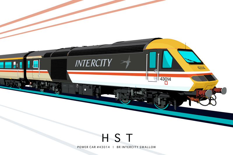 POWER CAR #43014 | BR INTERCITY SWALLOW - Class 43 / Class 255 Art Prints