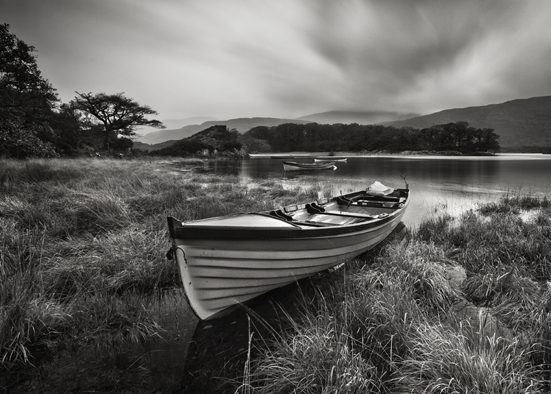 Boats On The Lake - Black & White