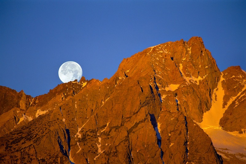 Moonset at Sunrise, Mount Humphreys - Mountains