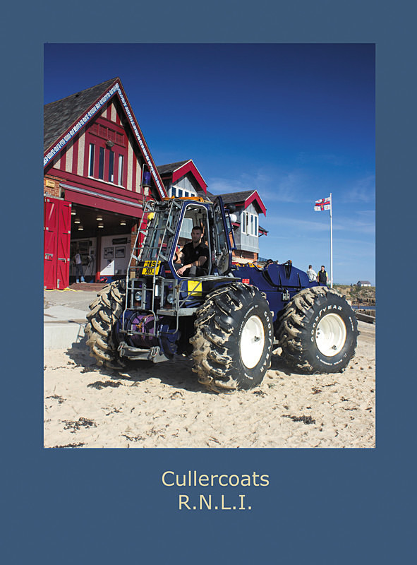 Cullercoats RNLI tractor Driver 2 on blue jpg web - CULLERCOATS BAY