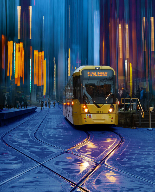 tram and sky composite 4  cropped - blue road 8 - MANCHESTER TRAMS
