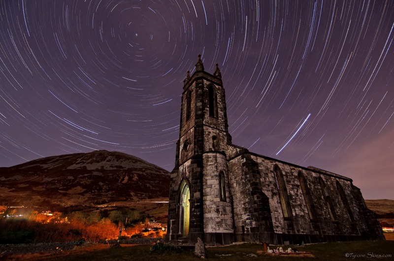 Startrails at Dunlewy church