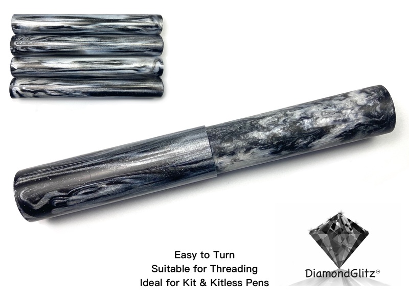 Greyscale DiamondGlitz Alumilite Resin/Acrylic Artisan Pen Blanks