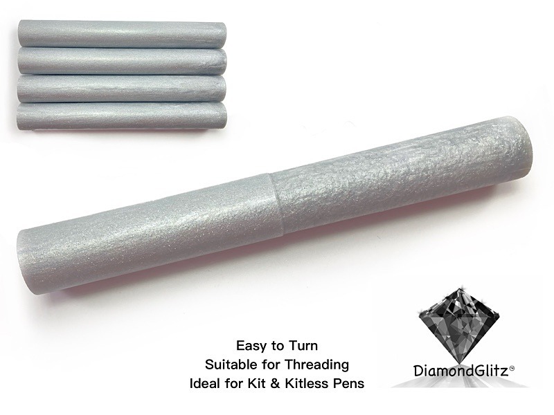 Silver Anniversary DiamondGlitz Alumilite Resin/Acrylic Artisan Pen Blanks