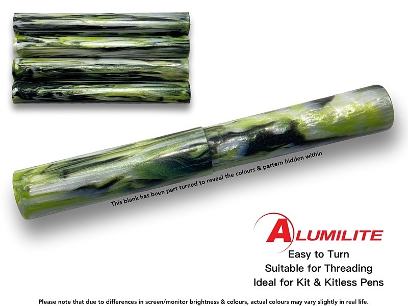 Lime Green Tritone Alumilite Resin/Acrylic Artisan Pen Blanks